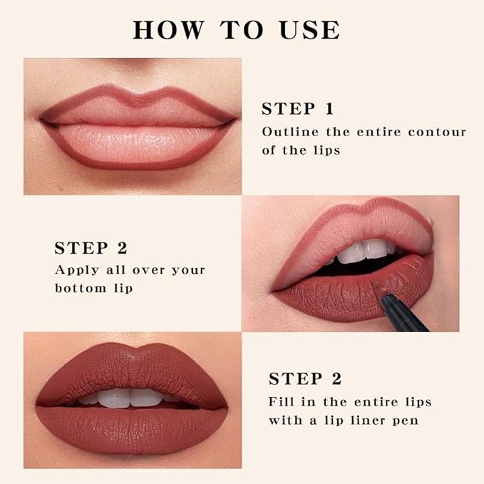 YUANLI Lip Stain Marker Pen, Lip Liner and Lipstick 2 in 1, Long Lasting Waterproof Matte Lip Tint Stain for Women, Hydrating and Waterproof 24 Hour Lip Liner Pencil & Liquid Lipstick - 04