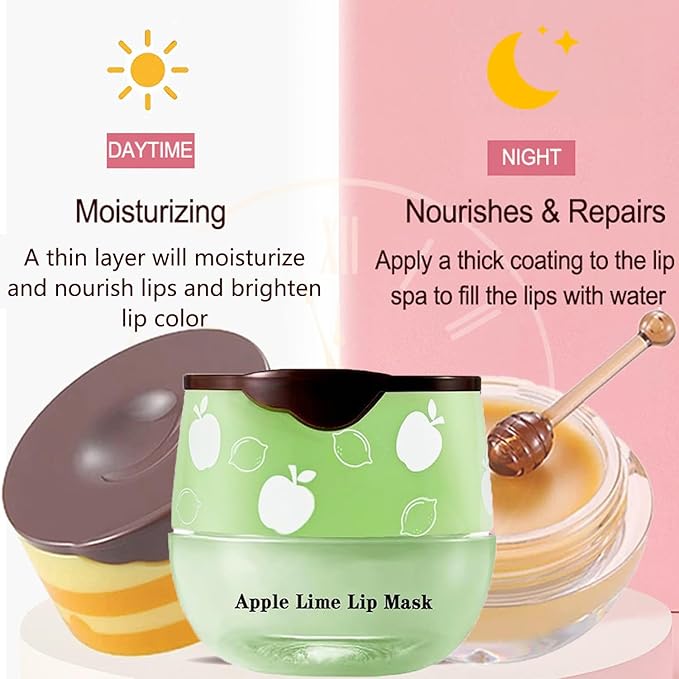 1PCS Lip Balm Honey Pot,Honey/Apple Lime Lime)