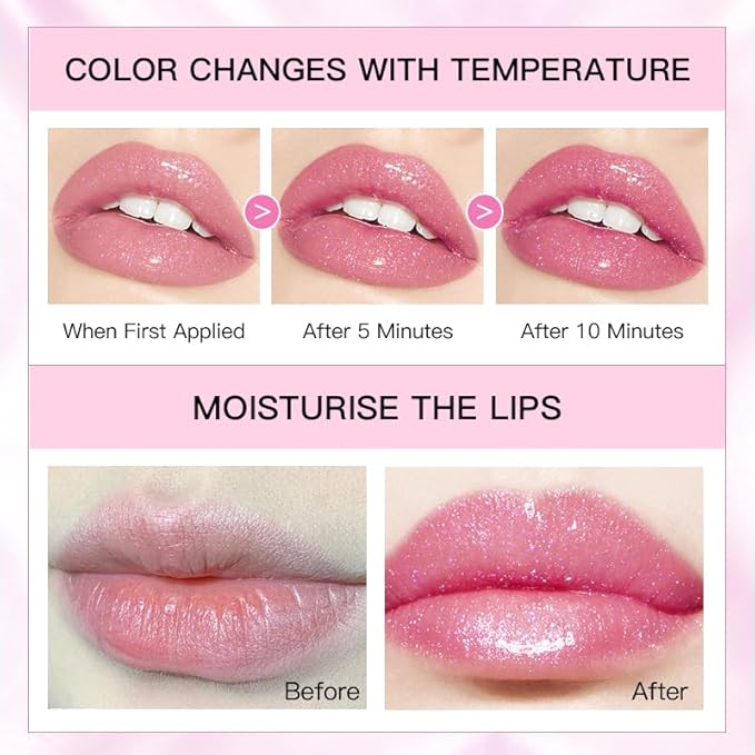 Glitter Jelly Lipstick, Glimmer Balm Color Changing Lipstick, Glitter