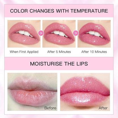 Glitter Jelly Lipstick, Glimmer Balm Color Changing Lipstick, Glitter