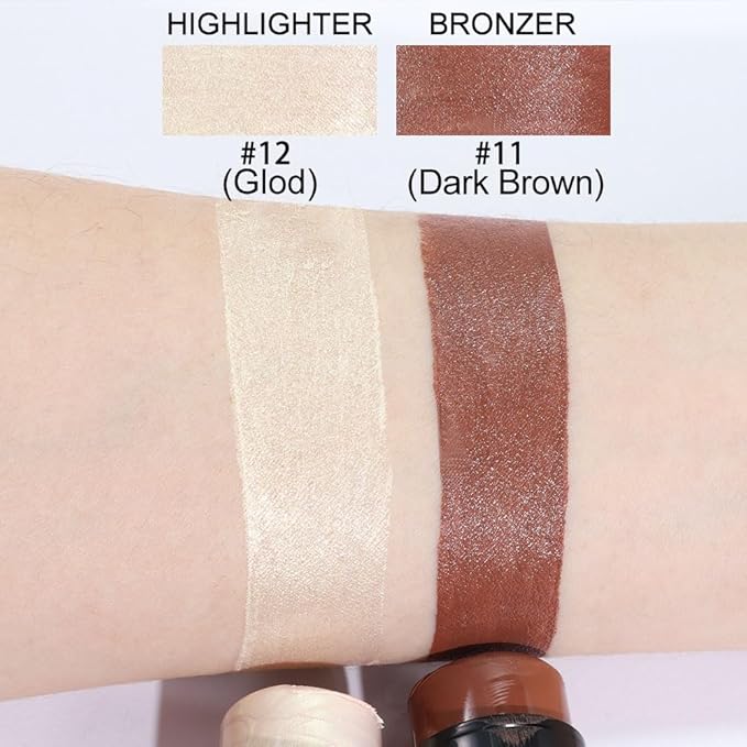Kaely 2Pcs Cream Contour Highlighter Stick Kit,Bronzer Cheek Stick Waterproof,11+12