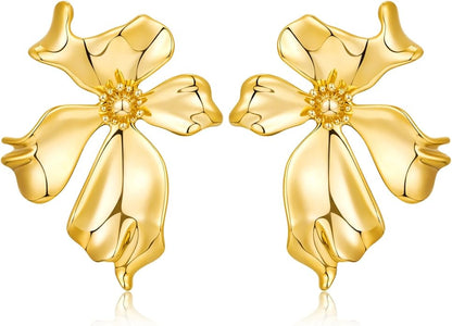 CLASSYZINT Gold/White/Red/Black Flower Stud Earrings