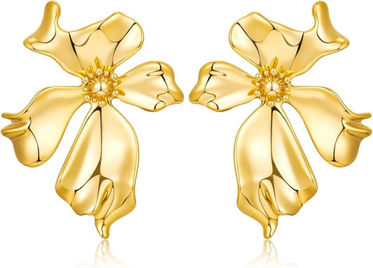 CLASSYZINT Gold/White/Red/Black Flower Stud Earrings