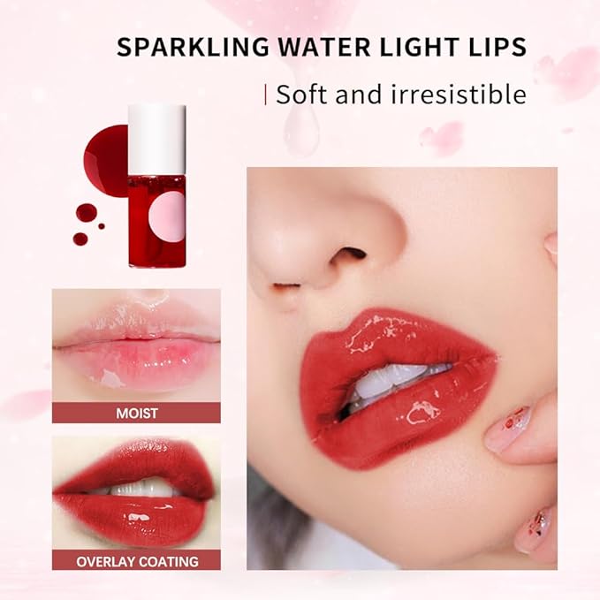 Lip Tint Stain, Lip Glosses, Moisturizing Lip Stain, Lip Tint, Skin Tint, Lip-Plumping, Non-sticky, Long Lasting Lip Makeup (4 colors)