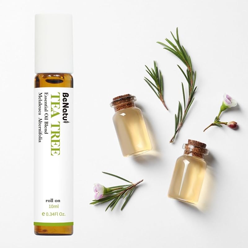 Benatu Tea Tree Oil for Skin Care, Natural Essential Oil Blend Roll On for Aromatherapy, Body Topical Massage Pre-Diluted Travel Size Roller 10ml