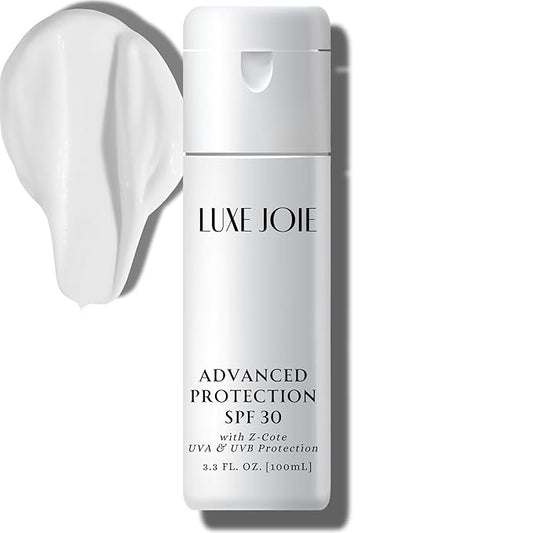LuxeJoie Advanced Protection SPF 30 with Z-Cote UVA & UVB Protection Sunscreen with Zinc Oxide 3.3 Oz