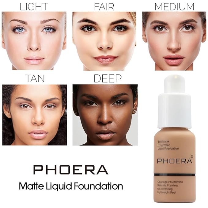 2 Pack PHOERA Foundation 103 Warm Peach Makeup,Full