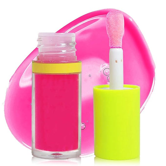Lip Plumping Lip Gloss,Big Brush Head Lip Oil Hydrating Nourishing & Smooth Glossy Lip Glow Oil,Moisturizing Tinted Lip Gloss Lip Balm Shiny and Vegan Plumping Lip Tint Care(#03 Barbie Pink)