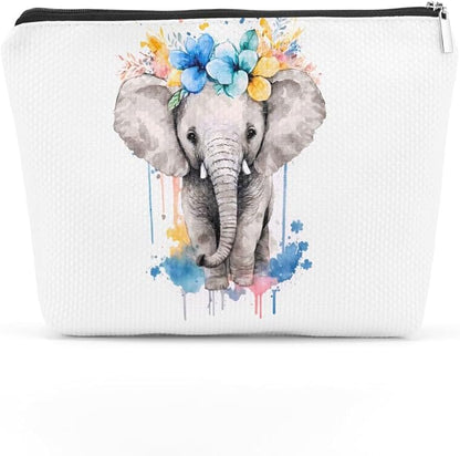Floral elephant cosmetic bag elephant