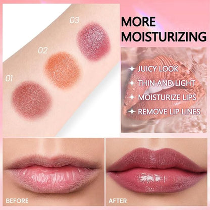 evpct 3Pcs Orange Rose Cherry Red Shine Lipstick Set, Flawless Moisturizing Lip Color Stick Glossy Lipstick Tinted Lip Balm, Sheer Shine Juicy Finish, Lightweight Hydrating Formula for Dry Lip Care