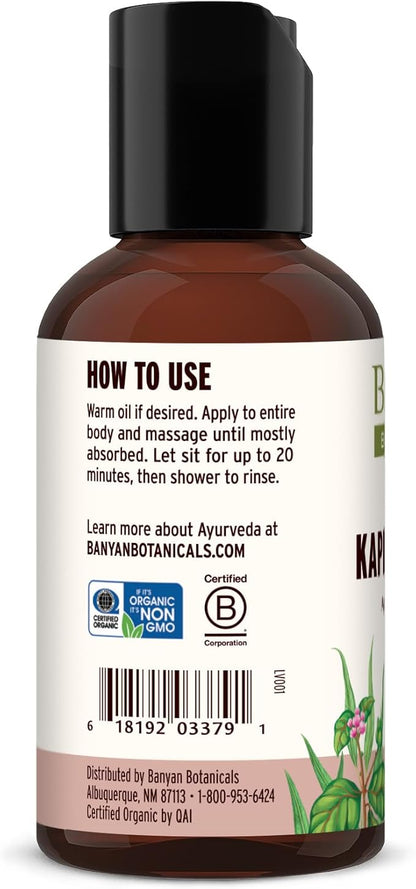 Banyan Botanicals Kapha Massage Oil – Organic Massage Oil with Chitrak and Tulsi – Warming Ayurvedic Oil to Revitalize The Tissues and Awaken The Mind – 2 oz. – Non-GMO Sustainably Sourced Vegan