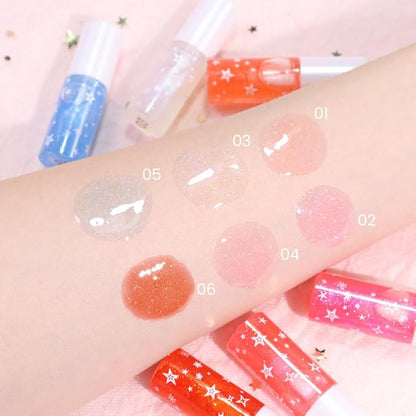 6 Pcs Hydrating Sparkly Lip Oil Lip Gloss,Moisturizing Hydrating