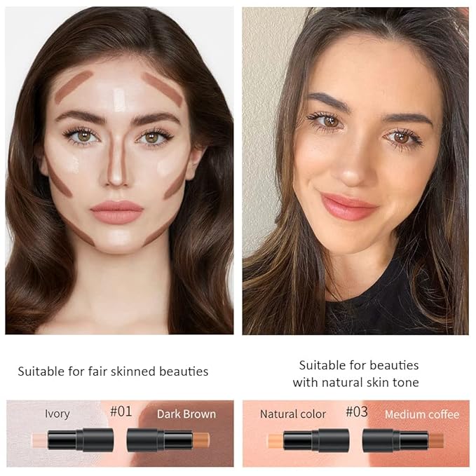 2 Colors Cream Contour Sticks Makeup Kit, Primer
