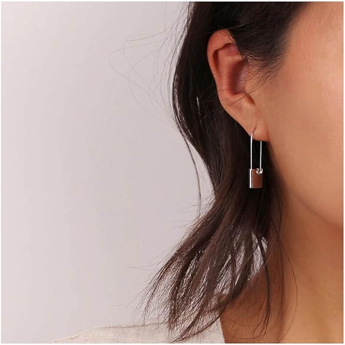 Boho Lock Hoop Earrings Safety Pin