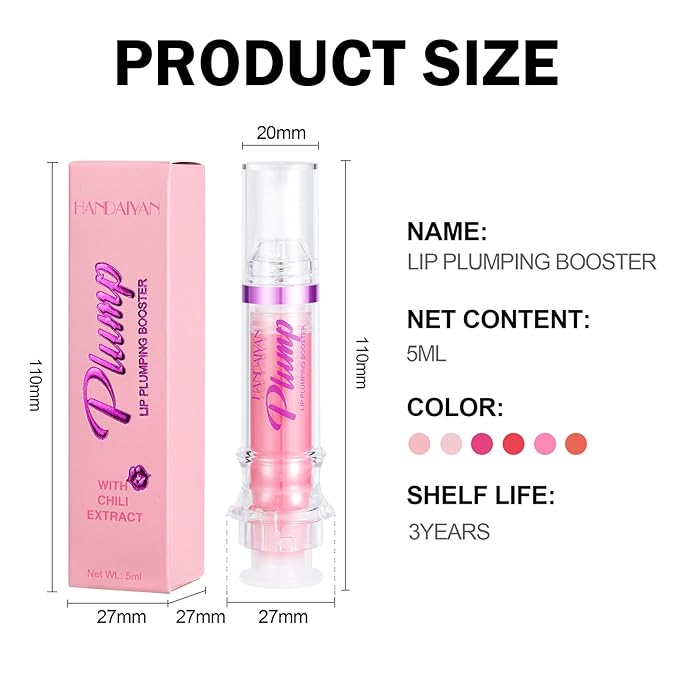 6 Colors Lip Plumper, Hydrating & Smooth Lip Wrinkles, Enhancing Plump Effect for Fuller Lips High Shine Lip Glaze Long Lasting Nourishing Lip Plumper for Women Girls (# 01)