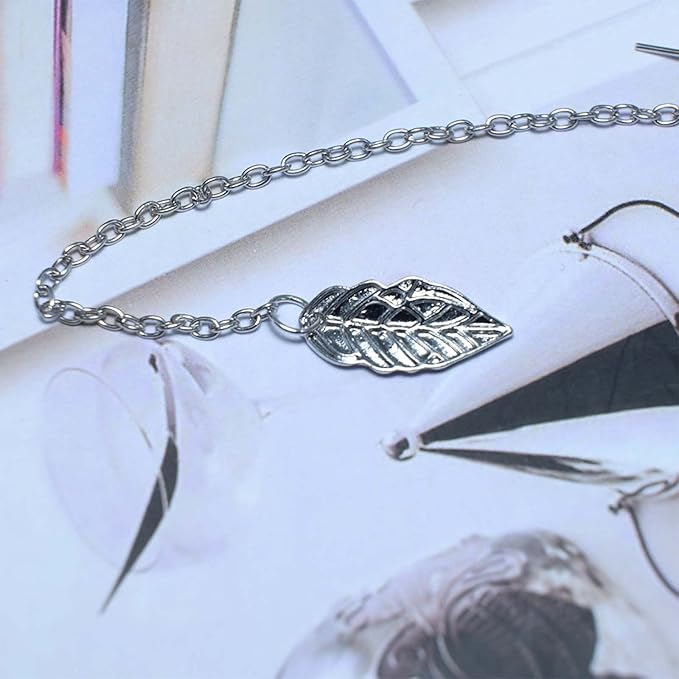 Boho Leaf Cuff Chain Earrings Silver