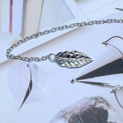 Boho Leaf Cuff Chain Earrings Silver