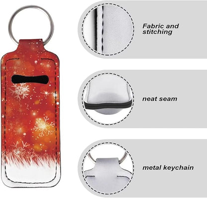 Christmas Snowflake Holiday Red Print Chapstick Sleeve