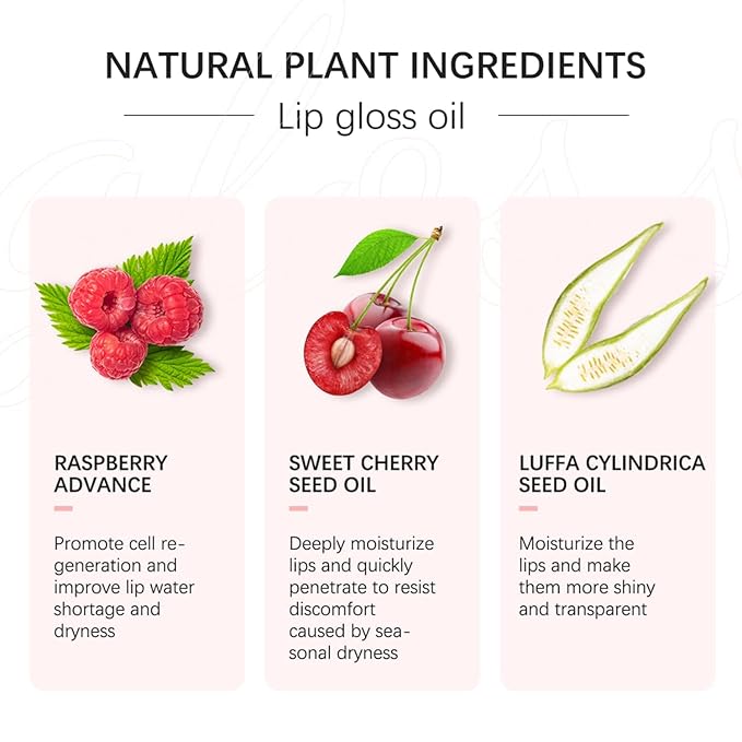 Lip Oil, Hydrating Lip Gloss Tinted Lip Balm Transparent Lip Care, Big Brush Head Glitter Shine, Long Lasting Nourishing Non-sticky Fresh Texture