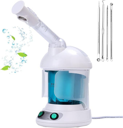 DYB Portable Facial Steamer, Nano Ionic Face Steamer with 360°Rotatable Sprayer,Mini Facial Steamer for Salon and Spa,1 Piece Headband and 4 Pieces Steel Skin Kits.