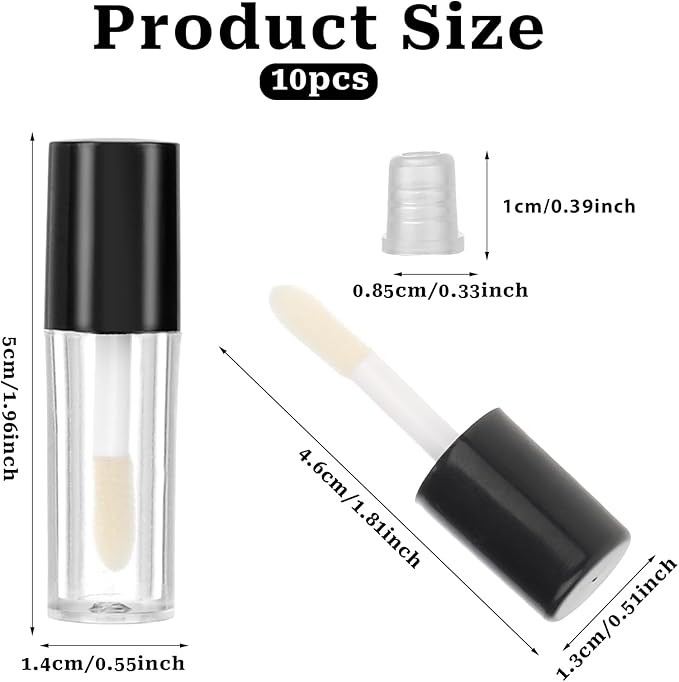10 PCS Mini Lip Gloss Tubes Empty 1.2ml Gloss