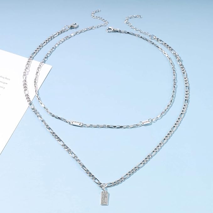 Boho Layered Silver Bar Necklace Choker