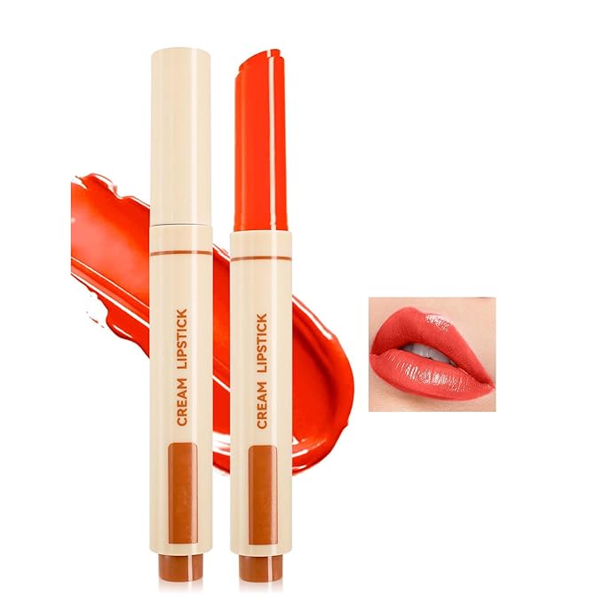 Juicy Lip Oil Slick Click Press Lipstick, Korean Shining Mirror Glass Lip Gloss Moisturizing Lip Balm Nourishing Solid Lip Glaze, Plump Your Lips, Pigmented Vegan Lip Color, Non-Sticky,03