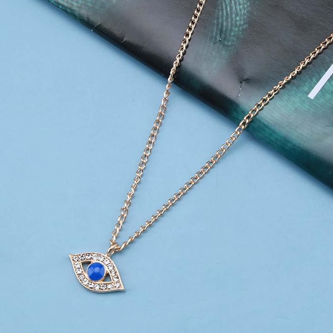 Vintage Rhinestone Evil Eye Pendant Necklace