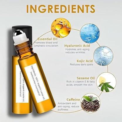 SWANNA 1PCS Eye Essence Oil Roller Ball Applicator, Castor Oil Frankincense Rollerball, Rollerball Castor Oil for Eyes,Dark Circles, Reduce Swelling and Fine Lines