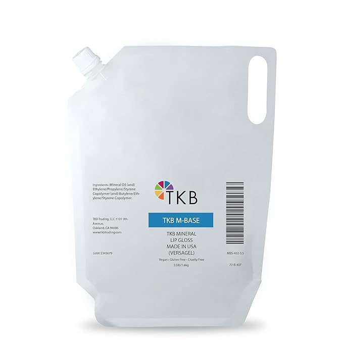 TKB Mineral Lip Gloss (M-Base) | Clear Versagel Base for DIY Lip Gloss, Made in USA (3.5lb (1.6kg))