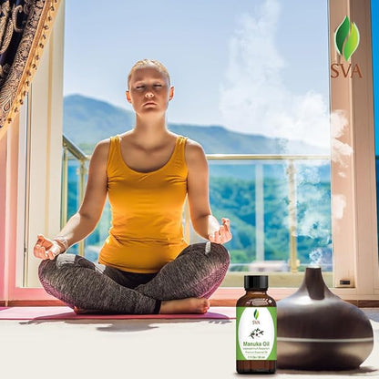 SVA Manuka Essential Oil – 1 Fl Oz – 100% Natural Manuka Oil - for Diffuser, Hair Care, Face, Skin Care, Aromatherapy, Scalp and Body Massage, Soap and Candle Making – with Dropper