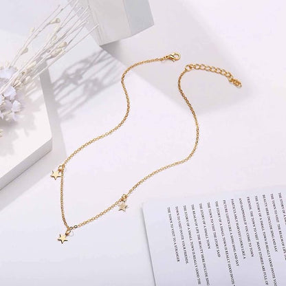 Boho Star Choker Necklace Gold Dangle