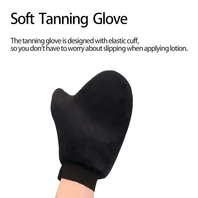 UNIMEIX 4 Pack Self Tanning Mitt Applicator Kit Set Self Tan Back Applicator with Self Tanning Glove for Self Tan Mitt Mini Self Tan Glove and Sunscreen Brush (Black)