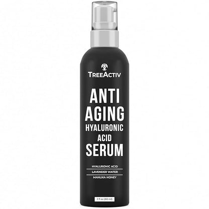 Anti-Aging Hyaluronic Acid Serum for Face 2 oz, Hydrating Wrinkle Repair for Skin Care, Pure Hyaluronic Acid Face Serum for Women, Oil-Free Anti-Aging for Advanced Skin Repair TreeActiv