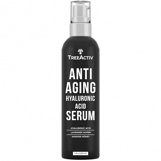 Anti-Aging Hyaluronic Acid Serum for Face 2 oz, Hydrating Wrinkle Repair for Skin Care, Pure Hyaluronic Acid Face Serum for Women, Oil-Free Anti-Aging for Advanced Skin Repair TreeActiv