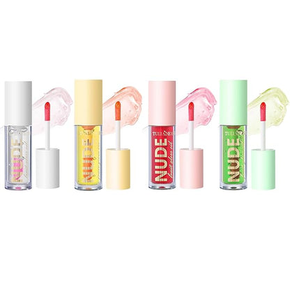 Color Change Plumping Lip Oil Set, Mirror Lip Gloss for Lip Care, Fruit Flavour Natural Hydrating Lip PlumperLip Glow Oil Toot Lip Oil, Nourishing, Non-sticky