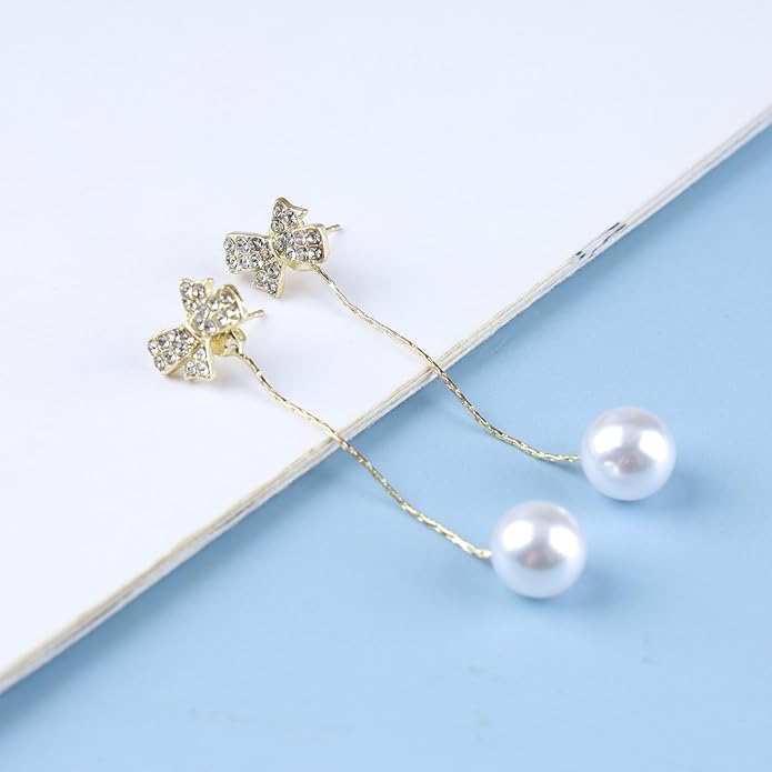 Boho Pearl Tassel Drop Earrings Vintage