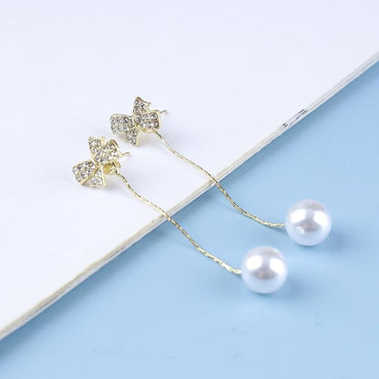 Boho Pearl Tassel Drop Earrings Vintage