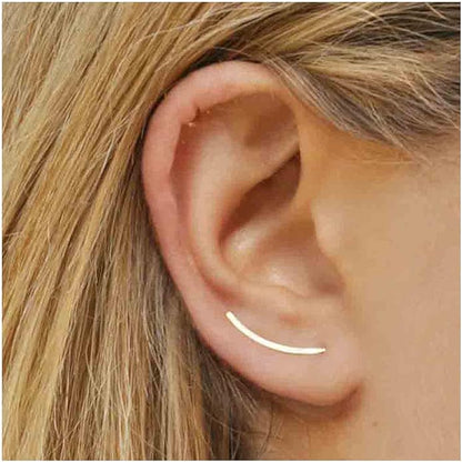 Boho Bar Ear Climber Earrings Gold Stick Studs