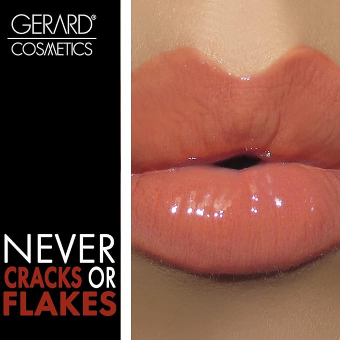 Gerard Cosmetics Color Your Smile Lip Gloss Salmon | Super Pigmented Peach Lip Gloss with LED Light and Mirror | Shiny Finish | Hydrating Liquid Peach Lipstick | Cruelty Free and Made in USA