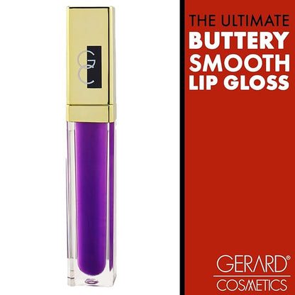 Gerard Cosmetics Color Your Smile Lip Gloss Eggplant | Super Pigmented Bright Purple Lip Gloss with LED Light and Mirror | Shiny Finish | Hydrating Purple Lipstick