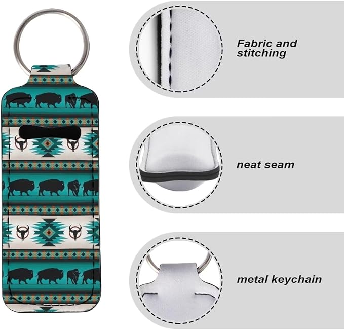 Native Aztec Turquoise Lipstick Holder Keychain Keyring