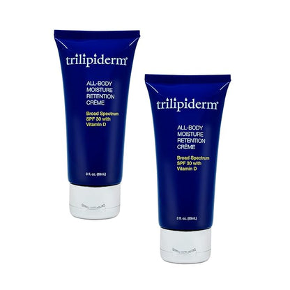 Trilipiderm All-Body Moisture Retention Crème Broad Spectrum SPF 30 with Vitamin D – 2-PACK of Travel-Size 3 Ounce Tubes – Plant-Based All-Day Hydration, Sunscreen for Body and Face