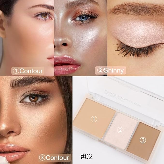 3 IN 1 Brown Nude Face Highlight Bronzer