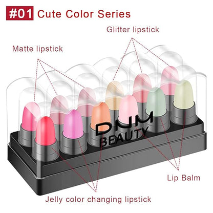 12Pcs Capsule Pills Lipstick Mini Lip Stick Packs 3G