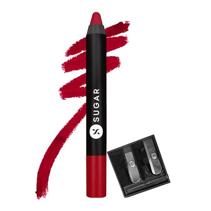SUGAR Cosmetics Matte As Hell Crayon Lipstick35 Claire Redfield (Pure red) with SharpenerHighly pigmented, Creamy Texture, Long lasting Matte Finish