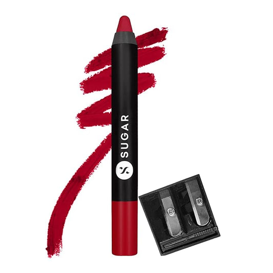 SUGAR Cosmetics Matte As Hell Crayon Lipstick35 Claire Redfield (Pure red) with SharpenerHighly pigmented, Creamy Texture, Long lasting Matte Finish