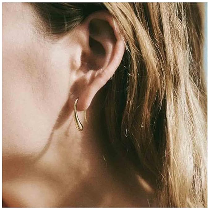 Water Tear Drop Earrings Abstract Droplet Hoop Earrings