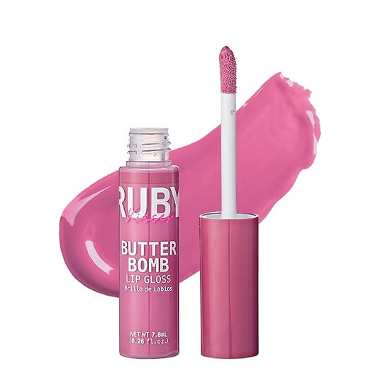 Ruby Kisses Lip Gloss Butter Bomb Gloss Non-Sticky Lip Gloss Vitamin E Natural Nude Lip Makeup - 7.8mL (0.26 US fl.oz) (Denouement)