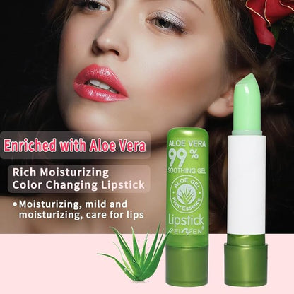 Aloe Vera Lipstick, Magic Temperature PH Color Changing Moisturizing Lipstick, Tinted Lip Balm, Lip Tint, Lip Makeup, Glossier Lip Balm, Natural Lasting Moisturizing Lipstick for Women